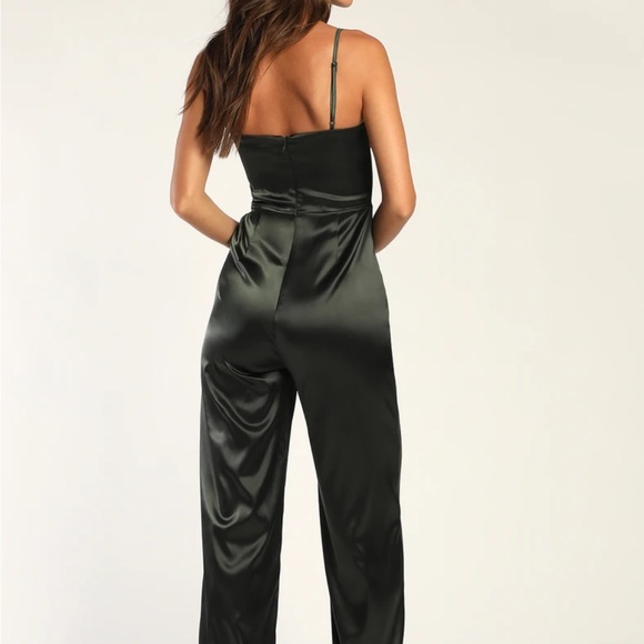 Lulu’s Flirty Agenda Dark Green Satin Bustier
Wide-Leg Jumpsuit - Picture 2 of 5